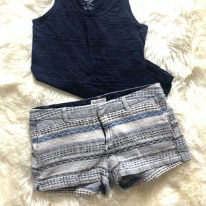 Blue, Gray, White & Cream patterned shorts